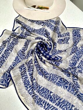 Hippy Ying & yang boho scarf/wrap w shabby chic resort costal Mediterranean vibe